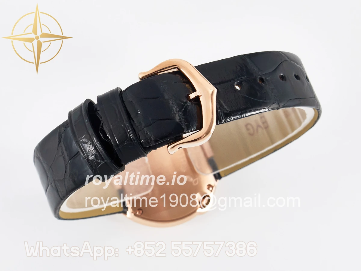 Cartier Ballon Blanc De Cartier 30mm RG DRF Silvered Texture Dial on Black Leather Strap Ronda Quartz - Image 13