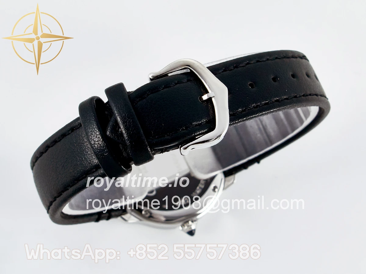 Cartier Ronde De Cartier 29mm DRF Sandblasted Silver-Plated White Dial on Black Leather Strap Ronda Quartz - Image 13
