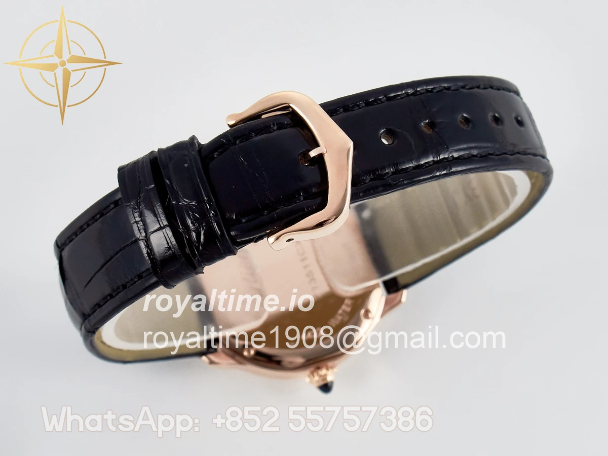 Cartier Ronde De Cartier 29mm RG DRF Sandblasted Silver-Plated White Dial on Black Leather Strap Ronda Quartz - Image 13