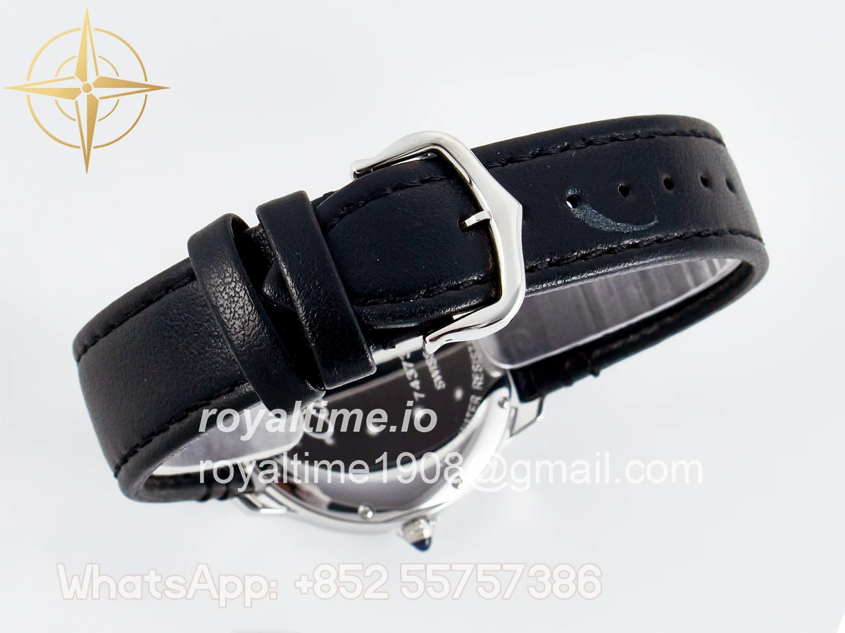 Cartier Ronde De Cartier 36mm DRF Sandblasted Silver-Plated White Dial on Black Leather Strap Ronda Quartz - Image 13