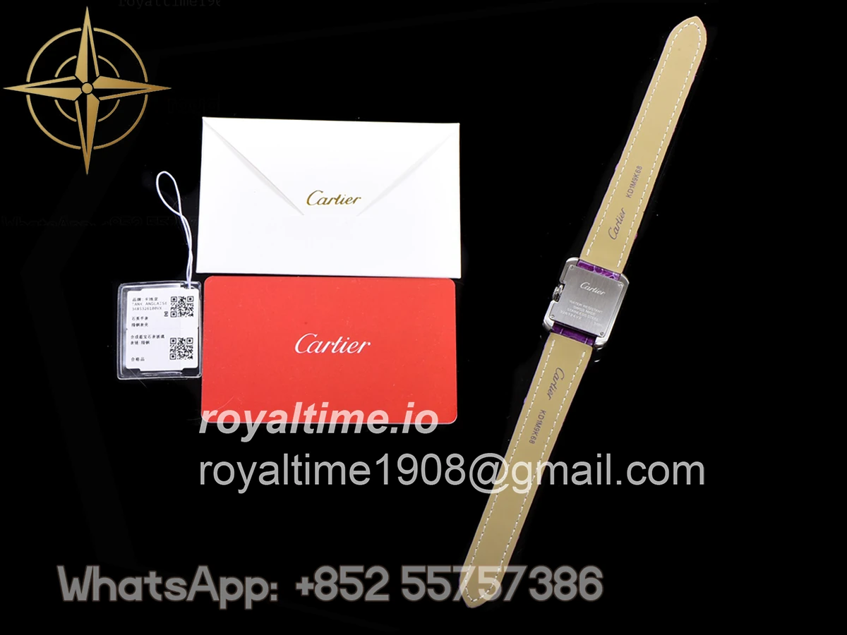 Cartier Tank Anglaise 30.2mm White Dial with Diamond Marker in Steel on Leather Strap - Image 13