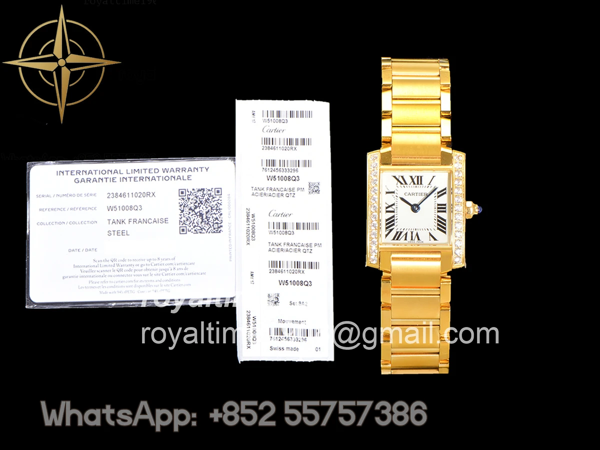 Cartier Tank Francaise Watch Small Yellow Gold with Diamond Bezel - Image 13