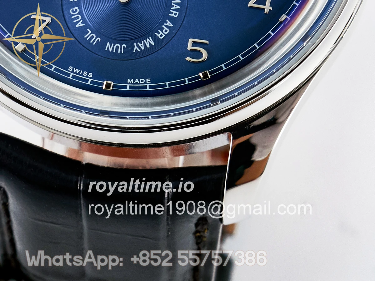 IWC IW5034 Portugieser Perpetual Calendar SS V9F Blue Dial on Black Leather Strap A52610 - Image 13