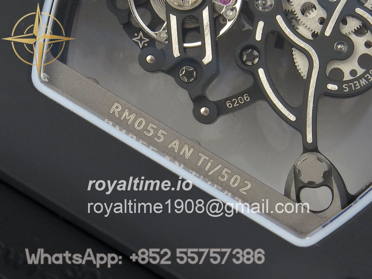 Richard Mille Custom RM055 Black Ceramic ZGF Silver Inner Bezel on Black Rubber Strap Vaucher Manufacture Fleurier Movement (Free Sprung) - Image 13