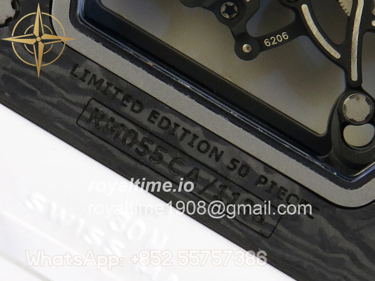 Richard Mille Custom RM055 Black Ceramic ZGF White Inner Bezel on White Rubber Strap Vaucher Manufacture Fleurier Movement (Free Sprung) - Image 13