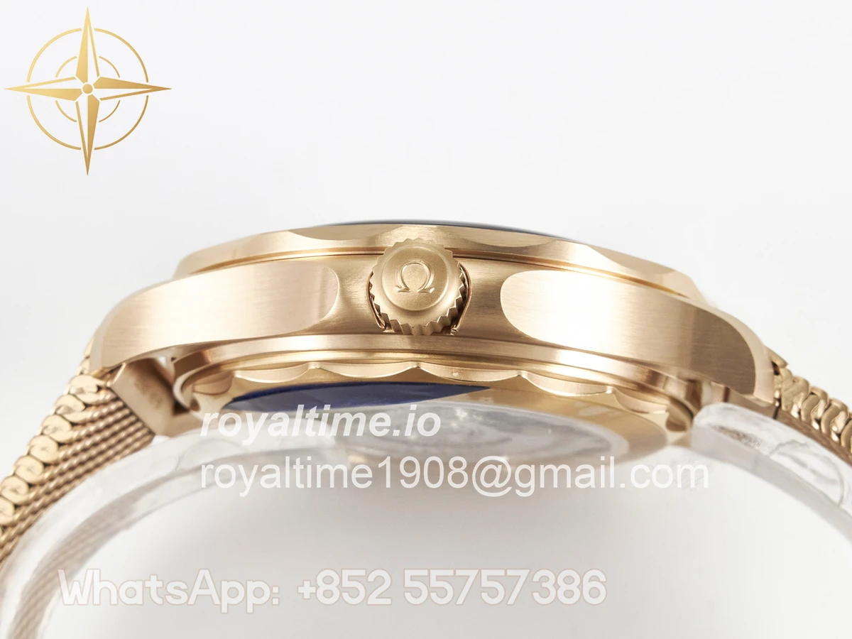 Omega Seamaster 300M Diver Rose Gold VSF Black Dial on Mesh Bracelet A8806 - Image 13