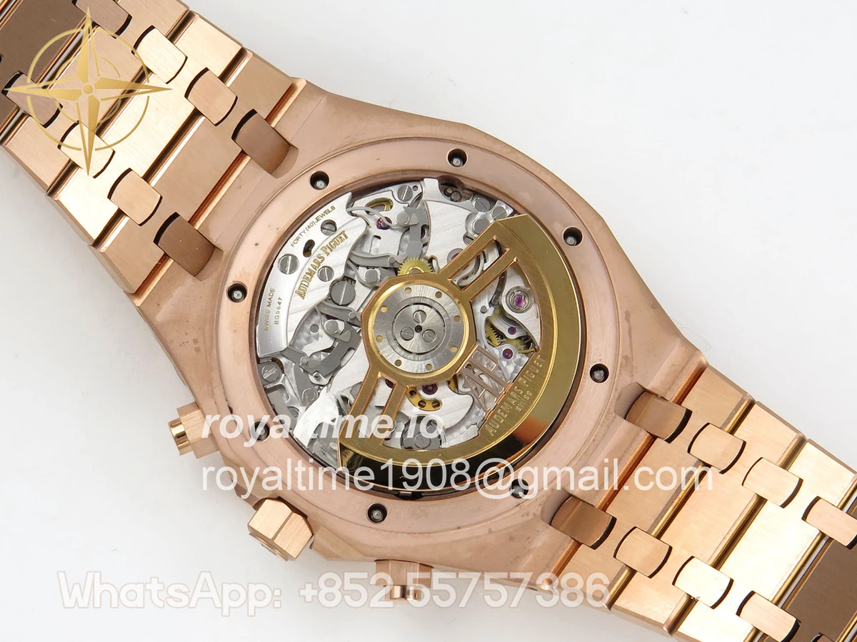 Audemars Piguet Royal Oak Chrono 26240 Frosted RG DDF Blue Dial on RG Bracelet DD4401 - Image 13