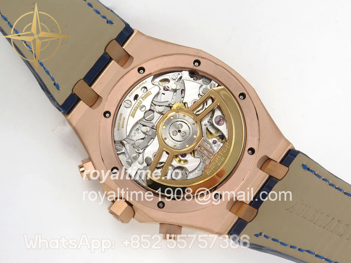 Audemars Piguet Royal Oak Chrono 26240 RG DDF Blue/RG Dial on Blue Leather Strap DD4401 (SW Dial) - Image 13