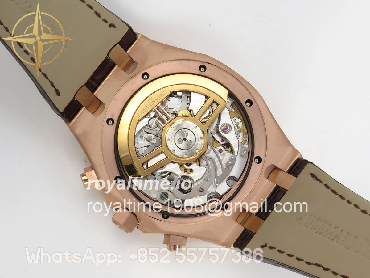 Audemars Piguet Royal Oak Chrono 26240 RG DDF Brown Dial on Brown Leather Strap DD4401 Gain Weight (SW Dial) - Image 13