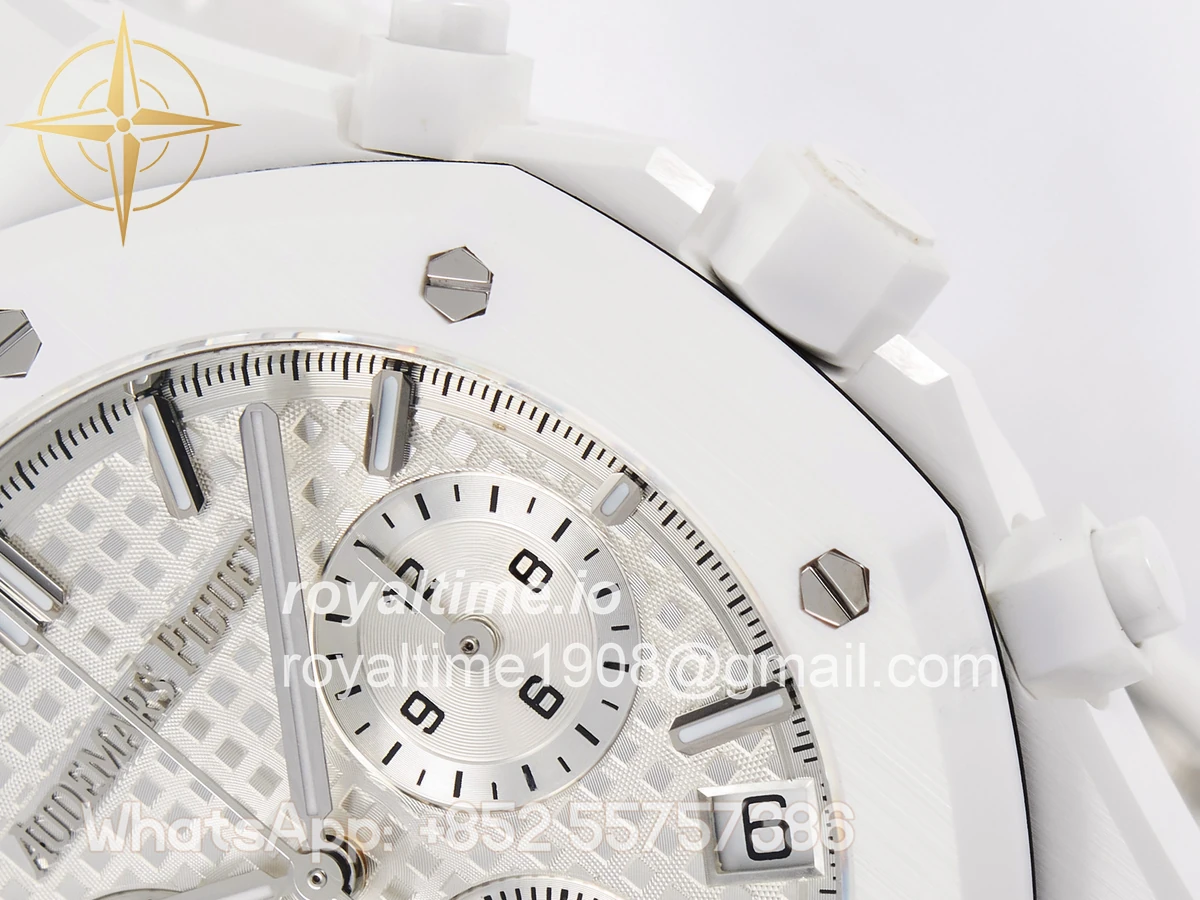 Audemars Piguet Royal Oak Chrono 26240 White Ceramic APSF Black Dial On White Ceramic Bracelet SA4401 - Image 13