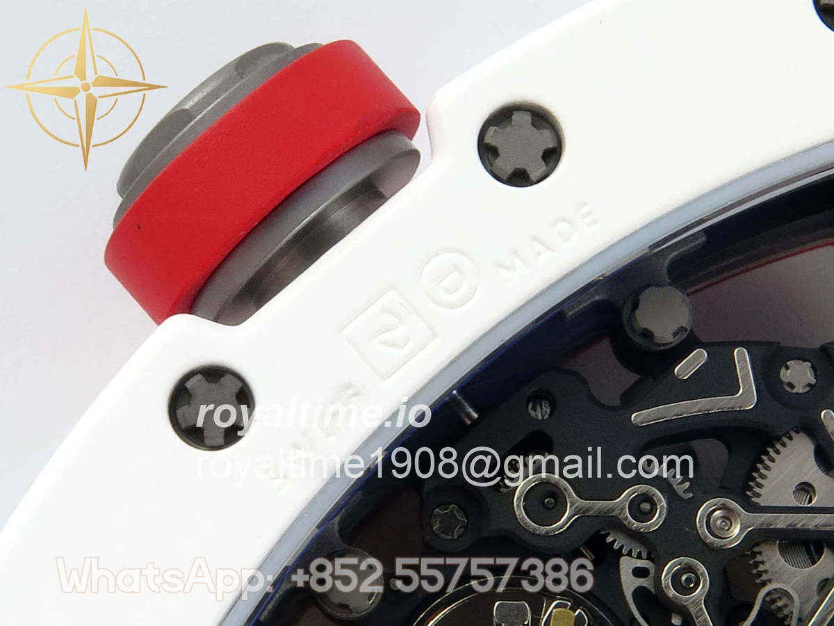 Richard Mille RM055 White Ceramic APSF Red Skeleton Dial on Red Rubber Strap RMUL2 - Image 14