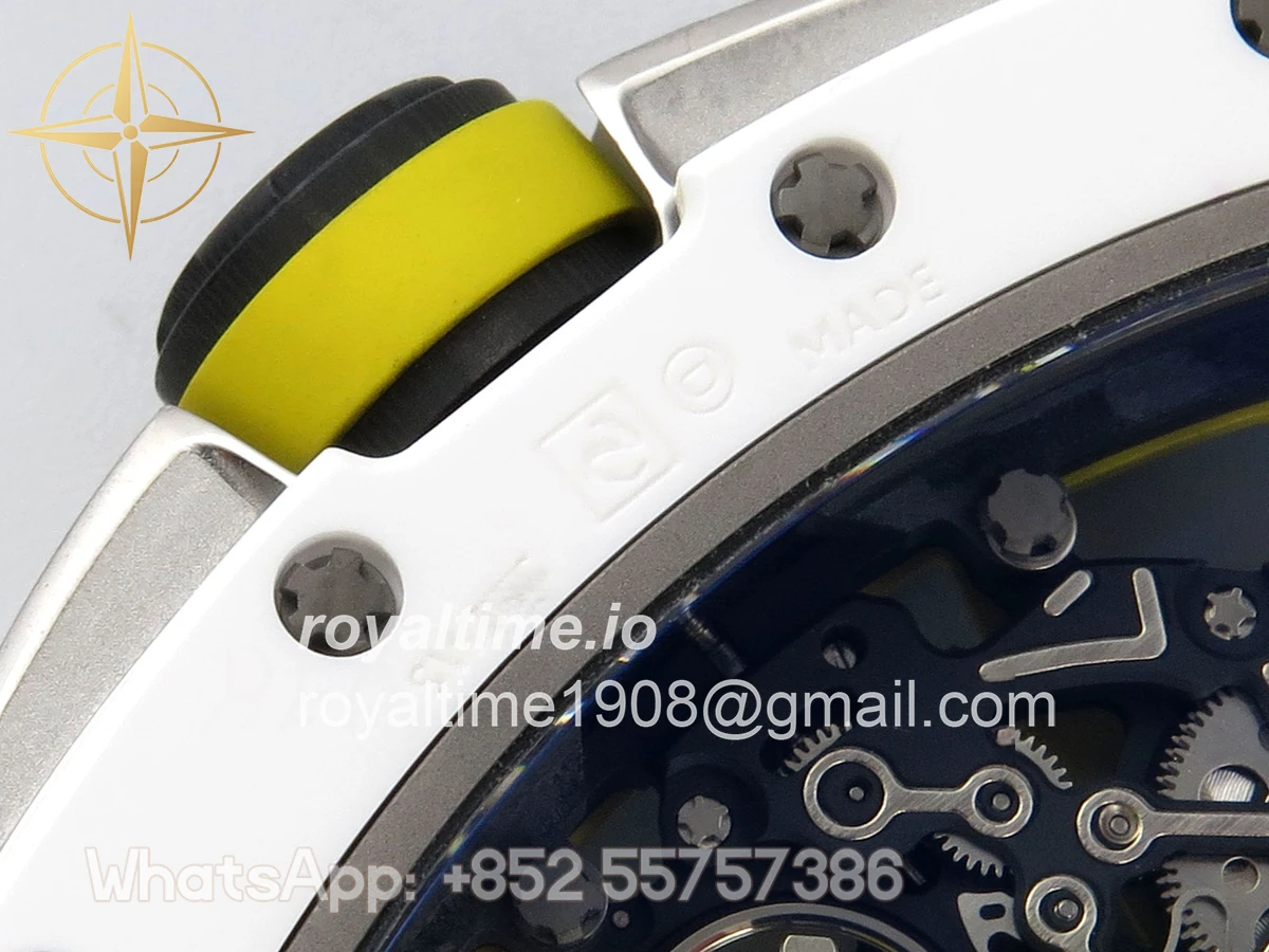 Richard Mille RM061 White Ceramic APSF Yellow/Green Skeleton Dial on Yellow Rubber Strap RMUL2 - Image 14