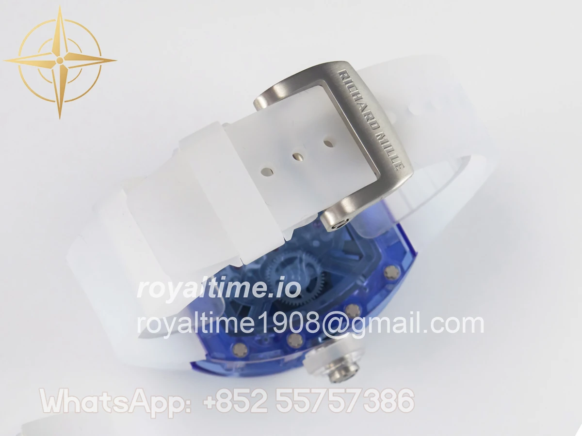 Richard Mille RM27-03 Blue Transparent Tourbillon MSF Skull Dial on White Rubber Strap - Image 14
