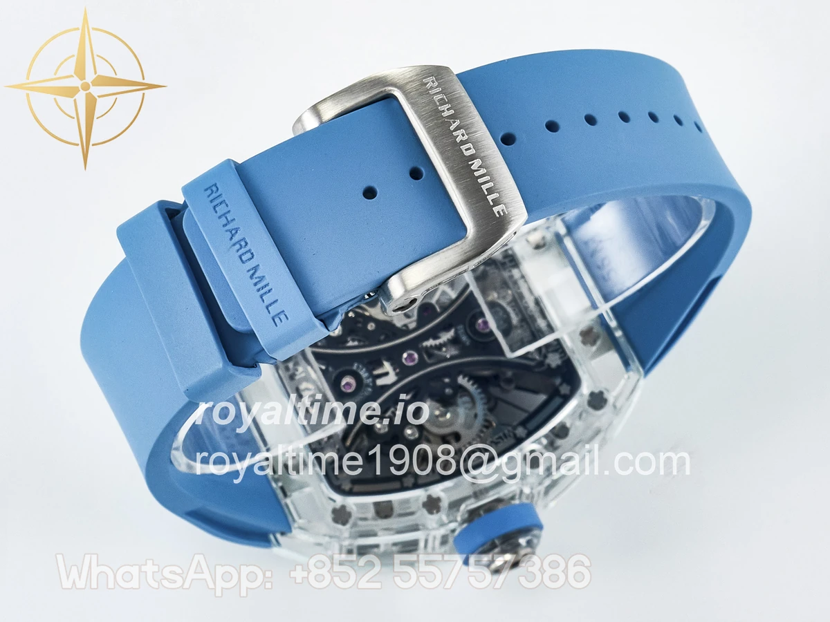 Richard Mille RM53-02 Transparent Tourbillon RMF Skeleton Dial on Blue Rubber Strap - Image 14