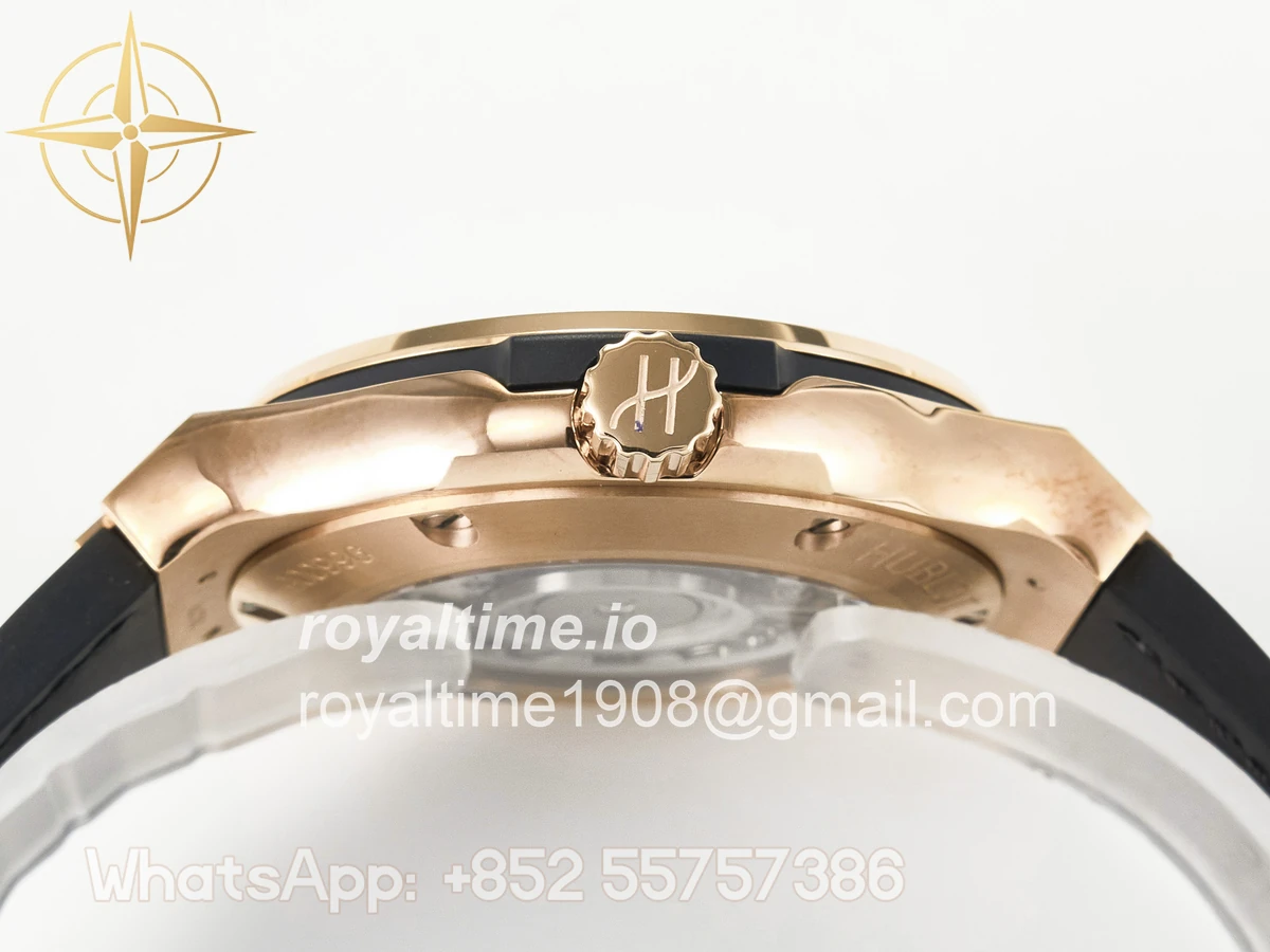 Hublot Classic Fusion 38mm RG JJF Black Dial on Black Gummy Leather Strap - Image 14