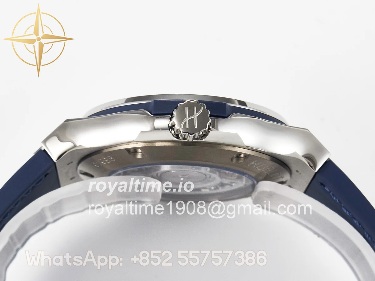 Hublot Classic Fusion 38mm SS JJF Blue Dial on Blue Gummy Leather Strap - Image 14