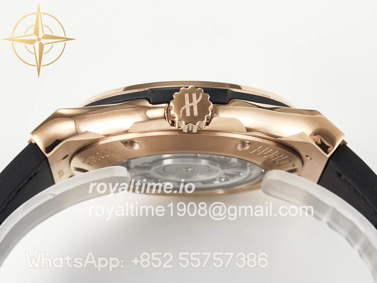 Hublot Classic Fusion 42mm RG JJF Black Dial on Black Gummy Leather Strap - Image 14