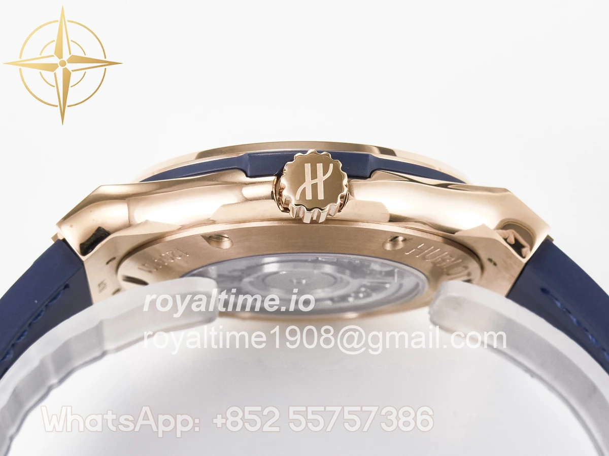 Hublot Classic Fusion 42mm RG JJF Blue Dial on Blue Gummy Leather Strap - Image 14
