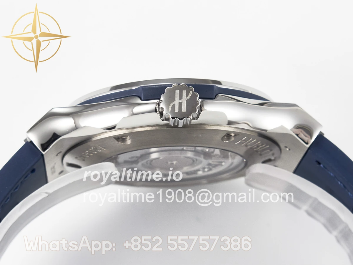 Hublot Classic Fusion 42mm SS JJF Blue Dial on Blue Gummy Leather Strap - Image 14