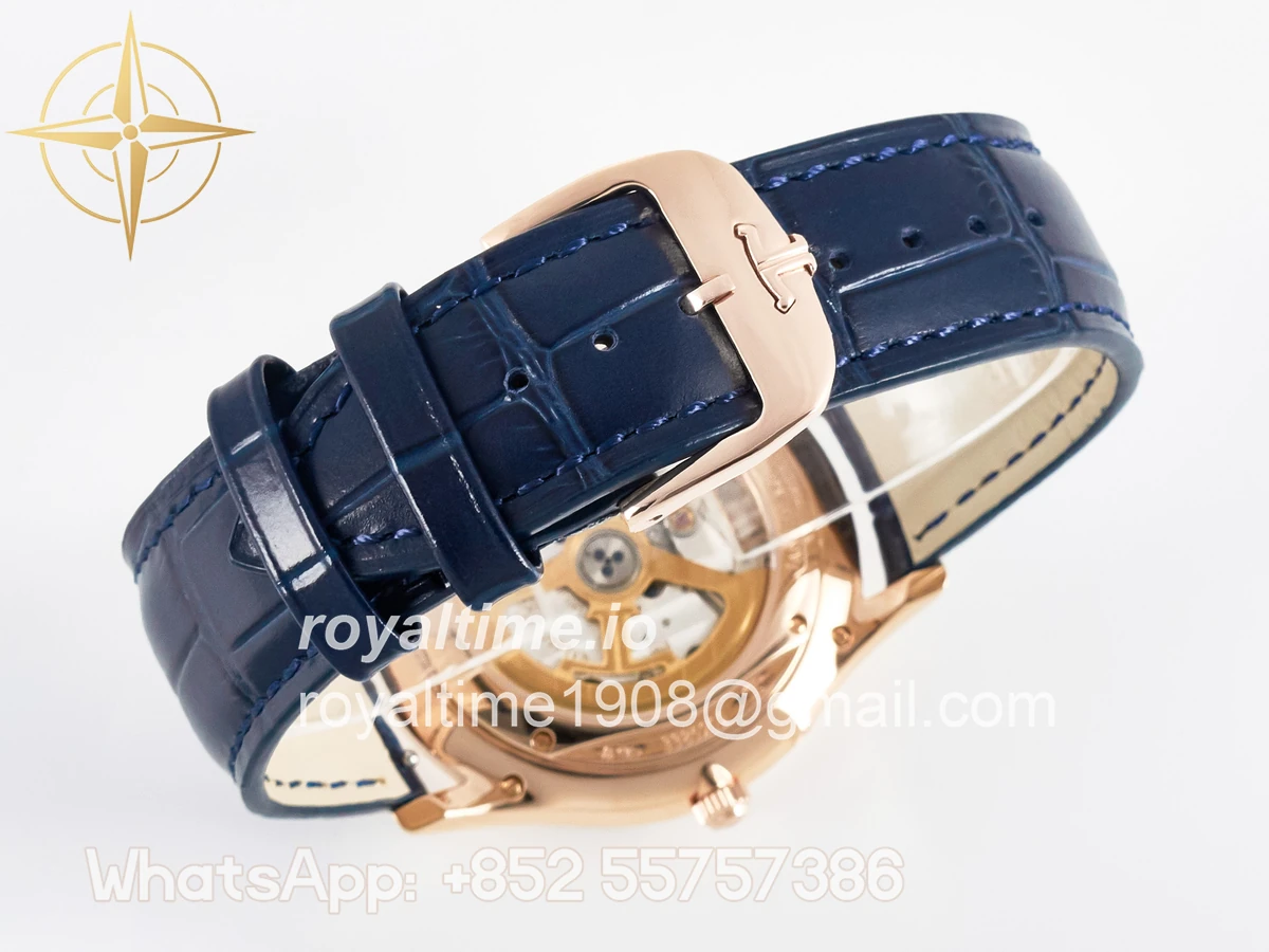 Jaeger-LeCoultre Master Ultra Thin Moon RG Z+F Blue Dial on Blue Leather Strap SA925 - Image 14