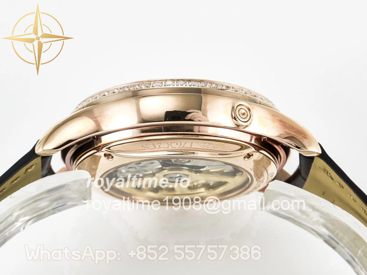 Jaeger-LeCoultre Master Ultra Thin Perpetual Calendar RG V9F White Dial Diamonds Bezel on Black Leather Strap A868 V2 - Image 14