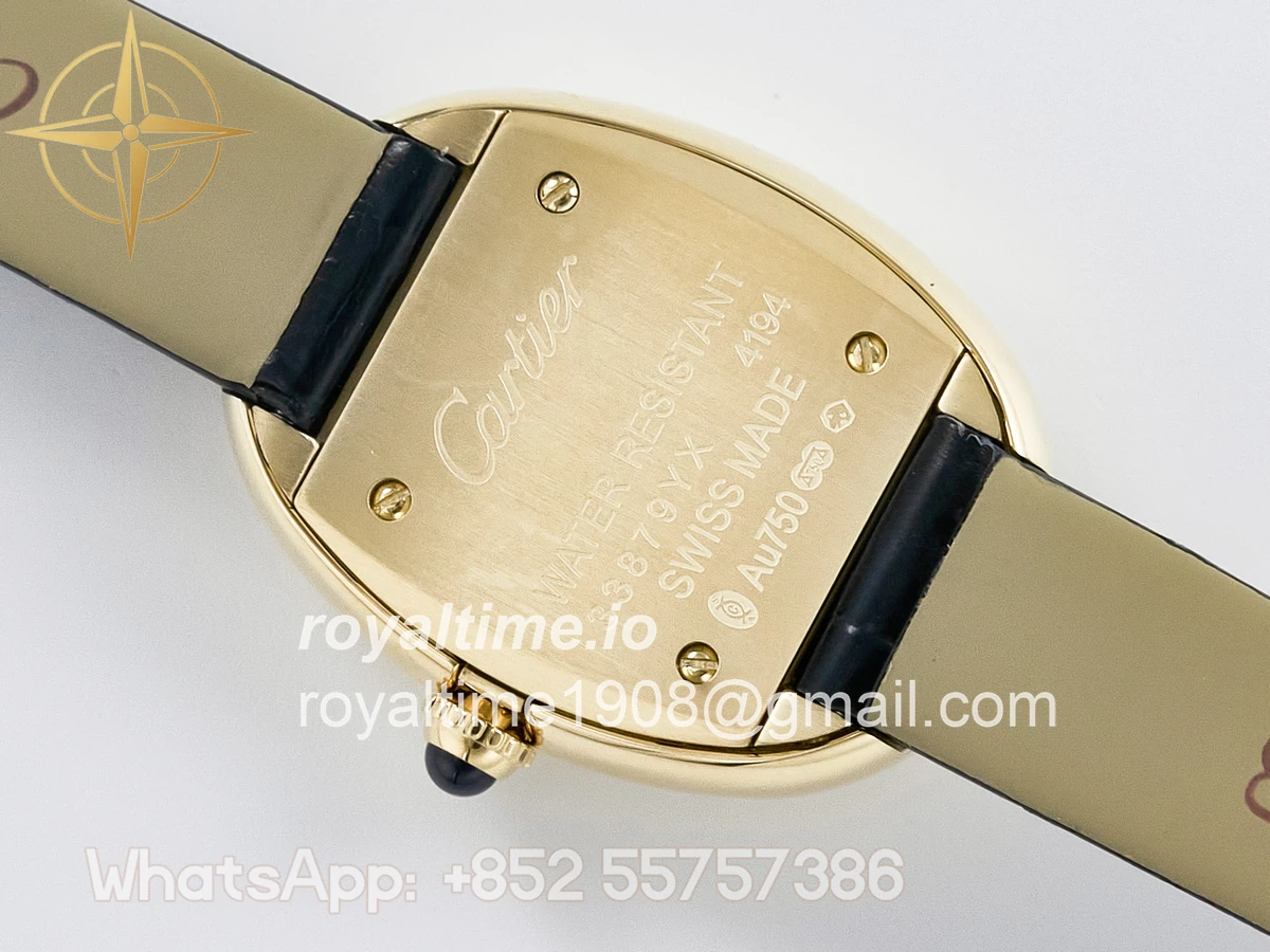 Cartier Baignoire De Cartier YG DRF Silver Dial on Black Leather Strap Swiss Quartz - Image 14