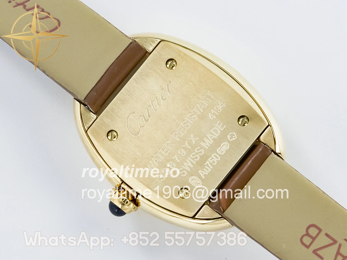 Cartier Baignoire De Cartier YG DRF Silver Dial on Brown Leather Strap Swiss Quartz - Image 14