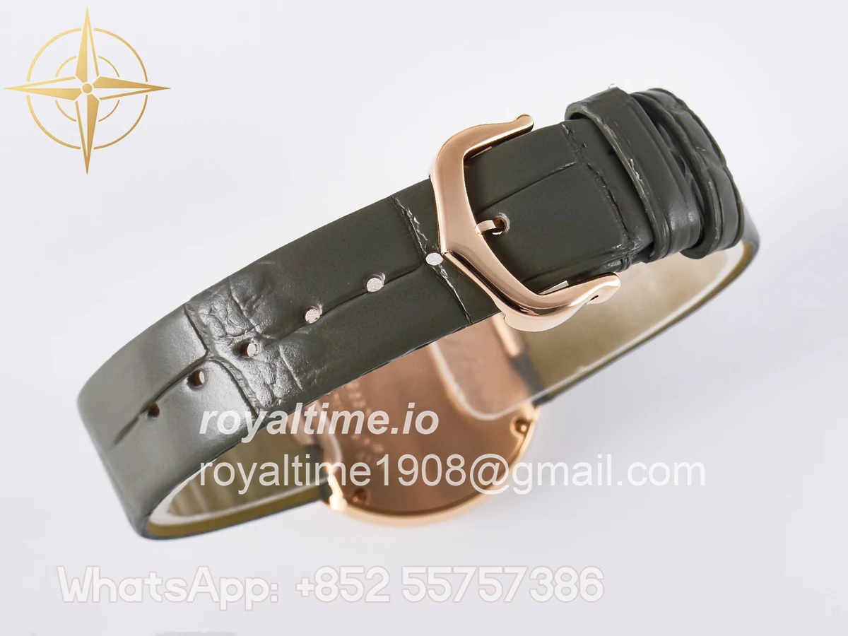 Cartier Ballon Blanc De Cartier 30mm RG DRF Silvered Texture Dial Diamonds Bezel on Green Leather Strap Ronda Quartz - Image 14