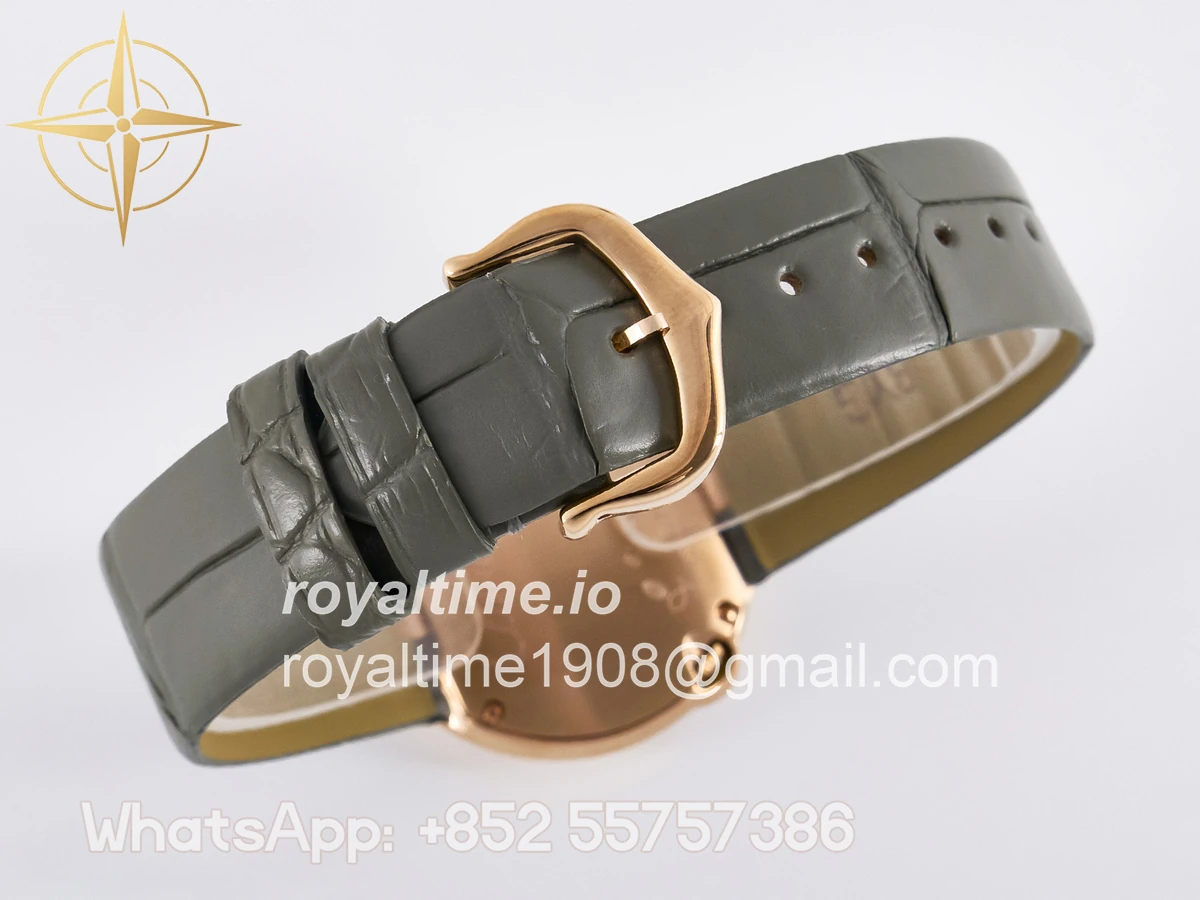 Cartier Ballon Blanc De Cartier 30mm RG DRF Silvered Texture Dial on Green Leather Strap Ronda Quartz - Image 14