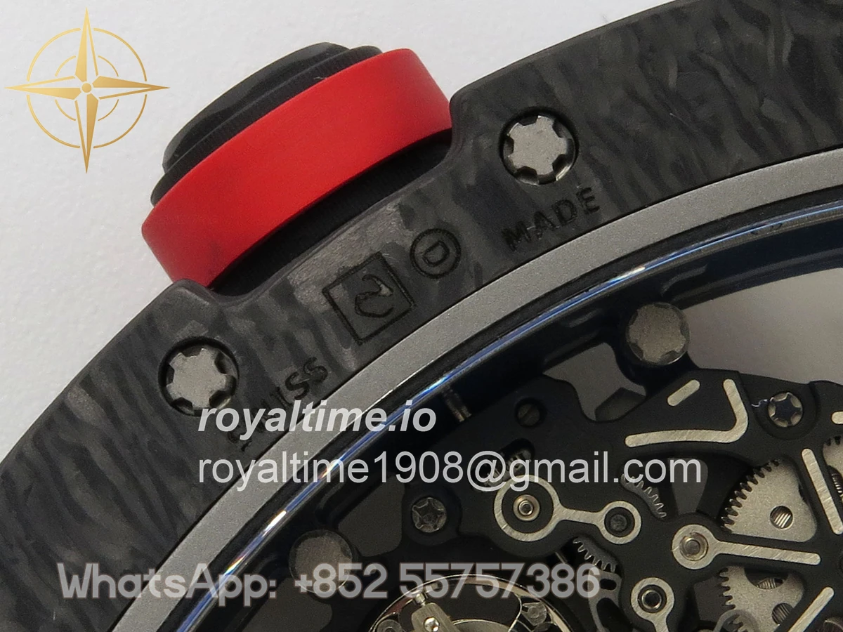 Richard Mille Custom RM055 Black Ceramic ZGF White Inner Bezel on White Rubber Strap Vaucher Manufacture Fleurier Movement (Free Sprung) - Image 14