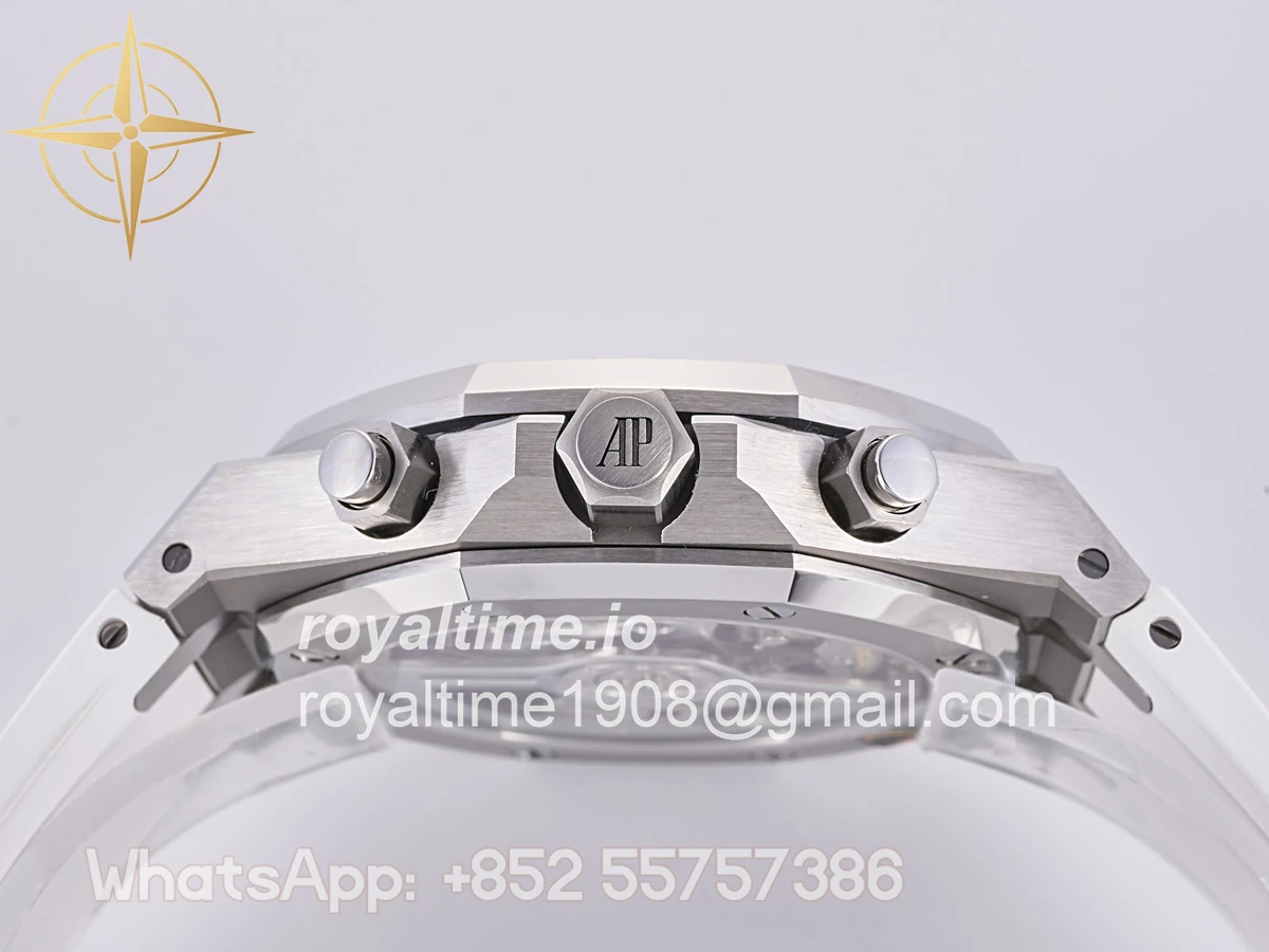 Audemars Piguet Royal Oak Chrono 26240 SS DDF Silver Dial on White Rubber Strap DD4401 (50th Anniversary) - Image 14