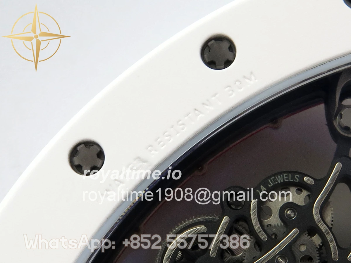 Richard Mille RM055 White Ceramic APSF Red Skeleton Dial on Red Rubber Strap RMUL2 - Image 15
