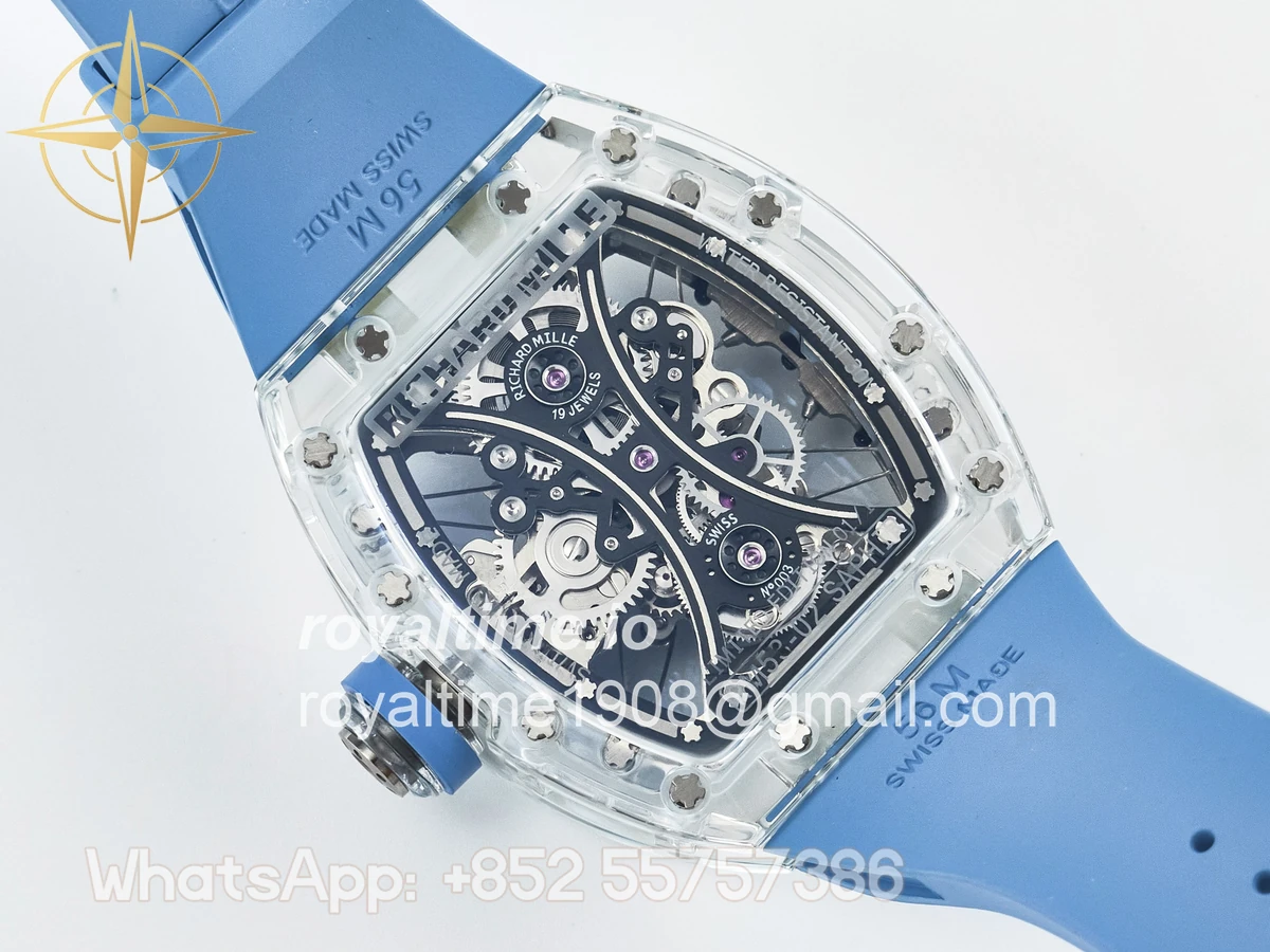 Richard Mille RM53-02 Transparent Tourbillon RMF Skeleton Dial on Blue Rubber Strap - Image 15