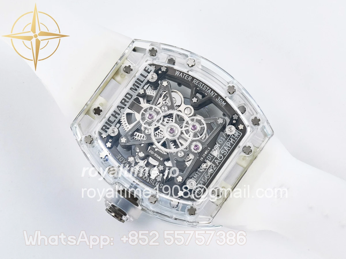 Richard Mille RM56-02 Transparent Tourbillon RMF Skeleton White Dial on Transparent Rubber Strap - Image 15