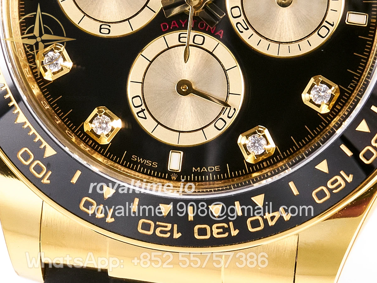 rolex Daytona 126518 YG ARF Black/YG Diamonds Dial on Oysterflex Strap DD4131 V2 (Weighted) - Image 15