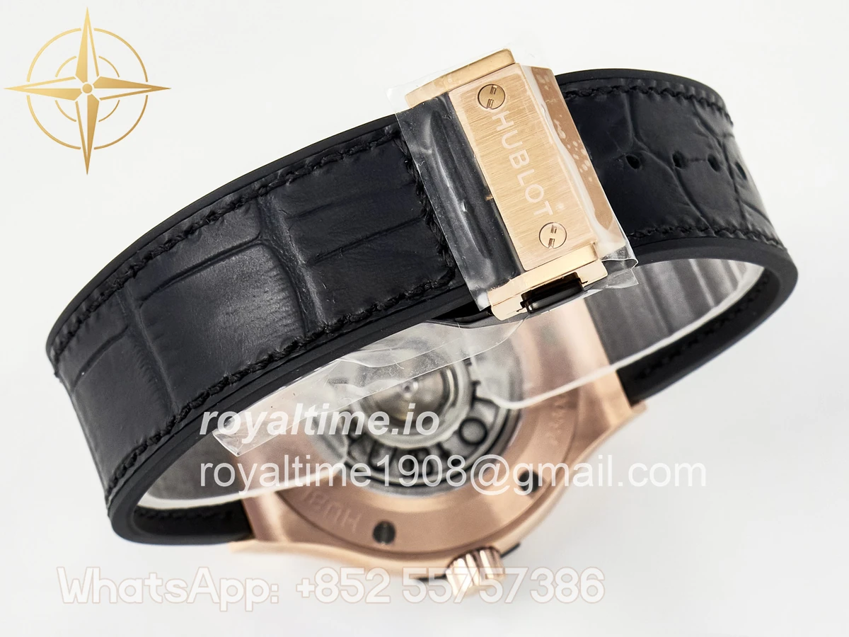 Hublot Classic Fusion 38mm RG JJF Black Dial on Black Gummy Leather Strap - Image 15
