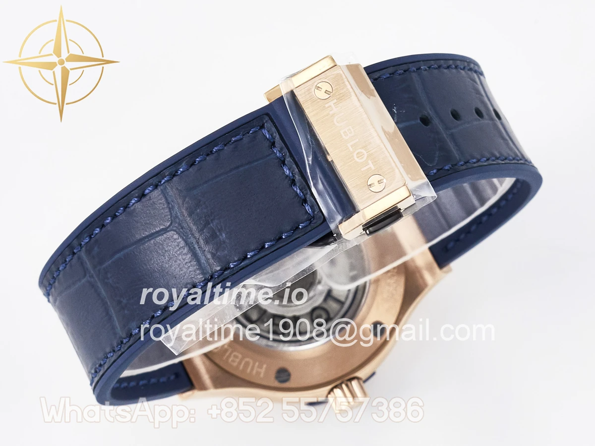 Hublot Classic Fusion 38mm RG JJF Blue Dial on Blue Gummy Leather Strap - Image 15