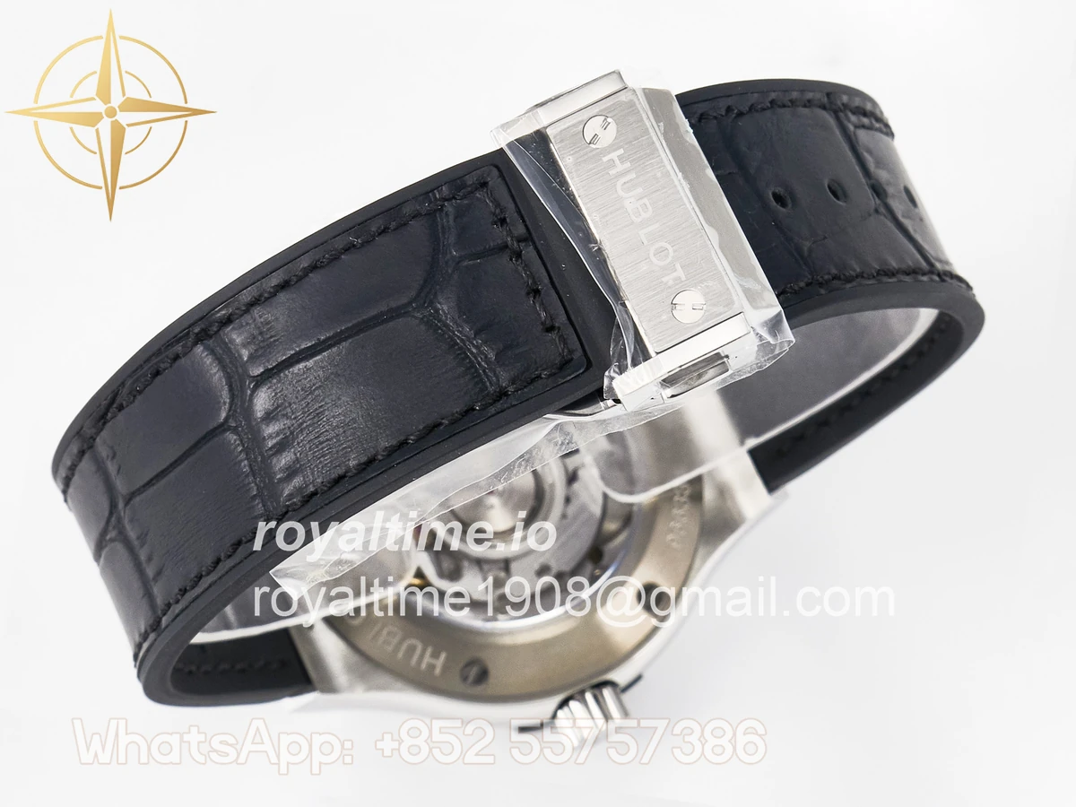 Hublot Classic Fusion 38mm SS JJF Black Dial on Black Gummy Leather Strap - Image 15