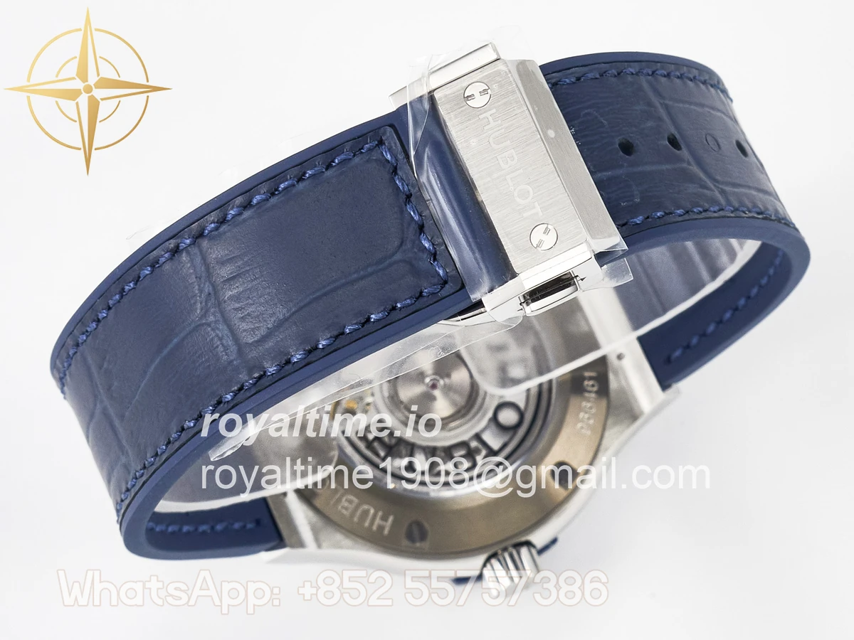 Hublot Classic Fusion 38mm SS JJF Blue Dial on Blue Gummy Leather Strap - Image 15