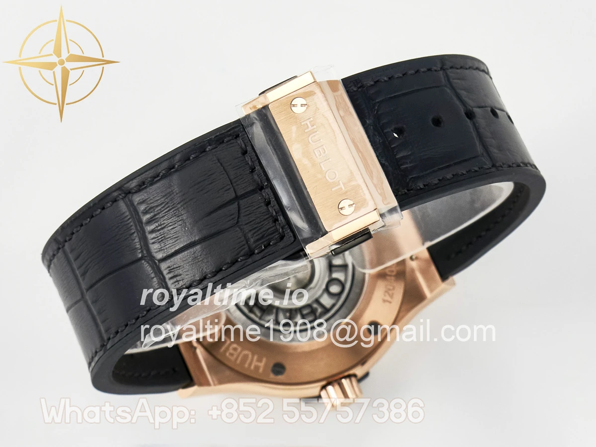 Hublot Classic Fusion 42mm RG JJF Black Dial on Black Gummy Leather Strap - Image 15