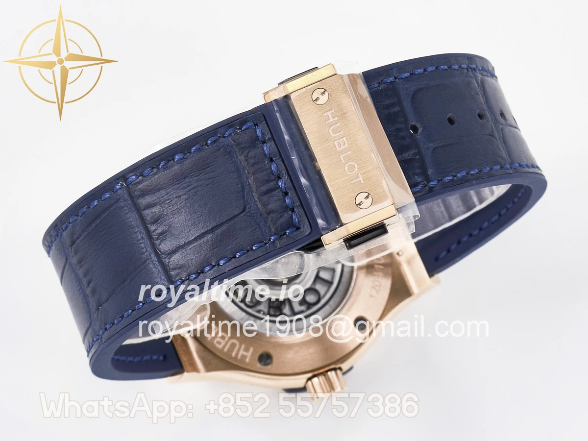 Hublot Classic Fusion 42mm RG JJF Blue Dial on Blue Gummy Leather Strap - Image 15