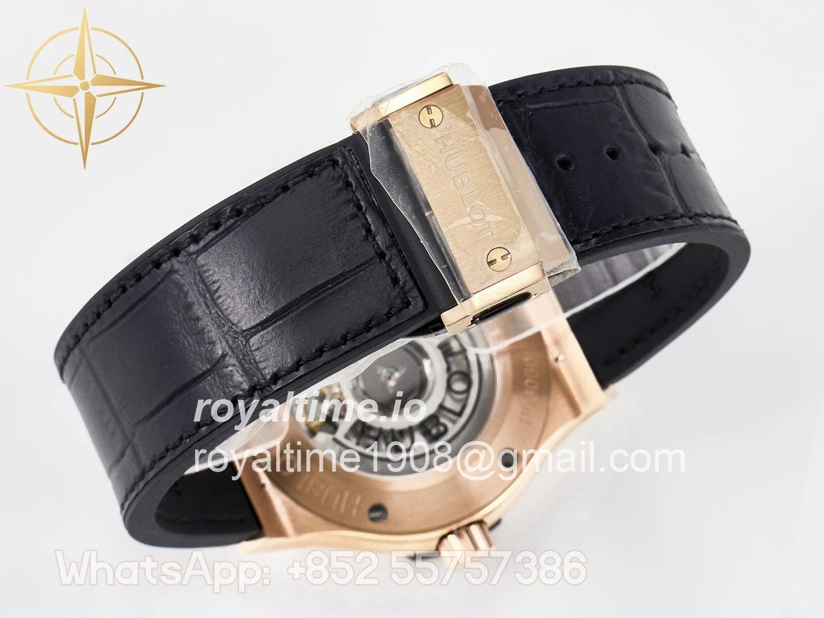 Hublot Classic Fusion 42mm RG JJF White Dial on Black Gummy Leather Strap - Image 15