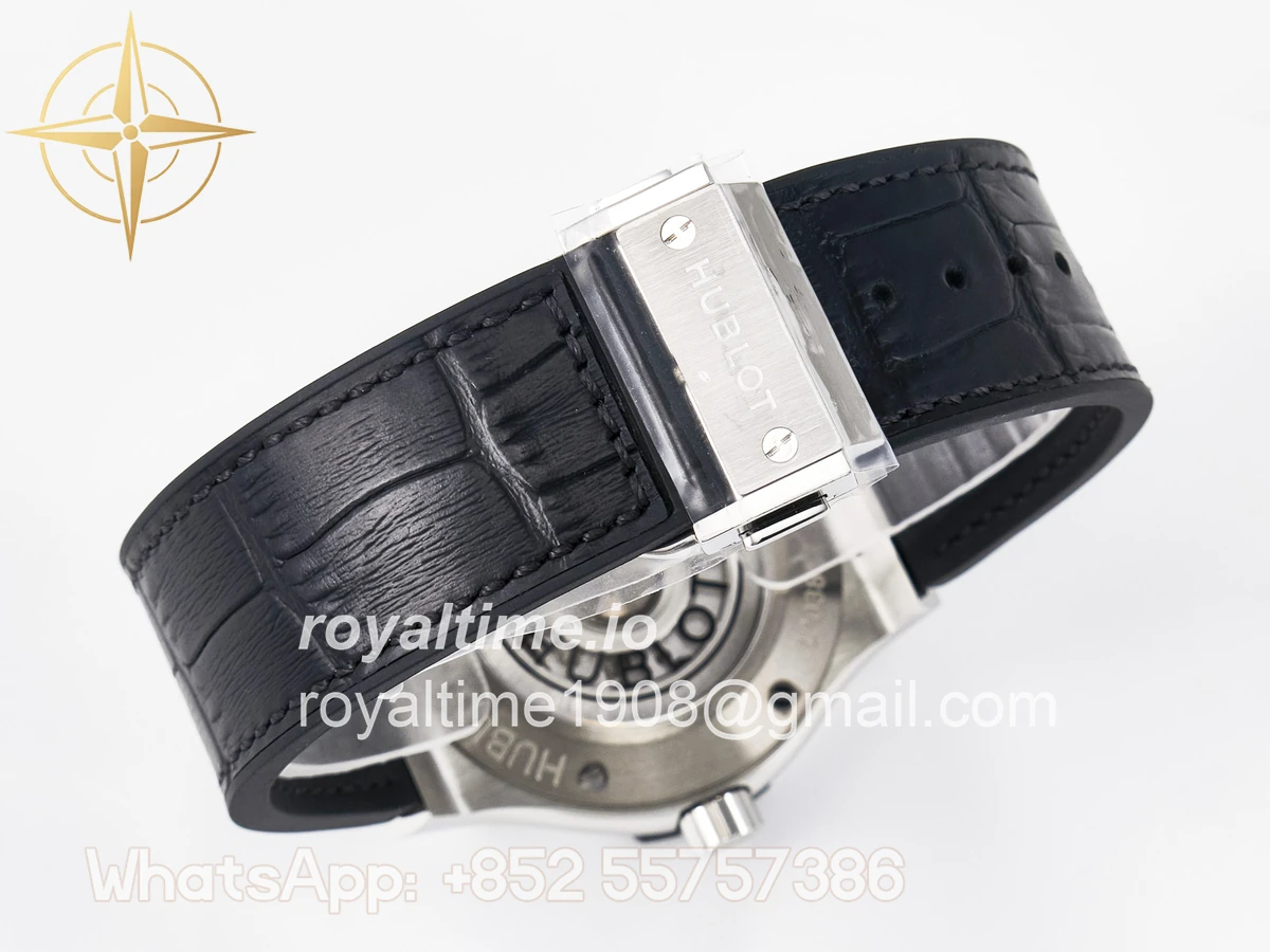 Hublot Classic Fusion 42mm SS JJF Black Dial on Black Gummy Leather Strap - Image 15