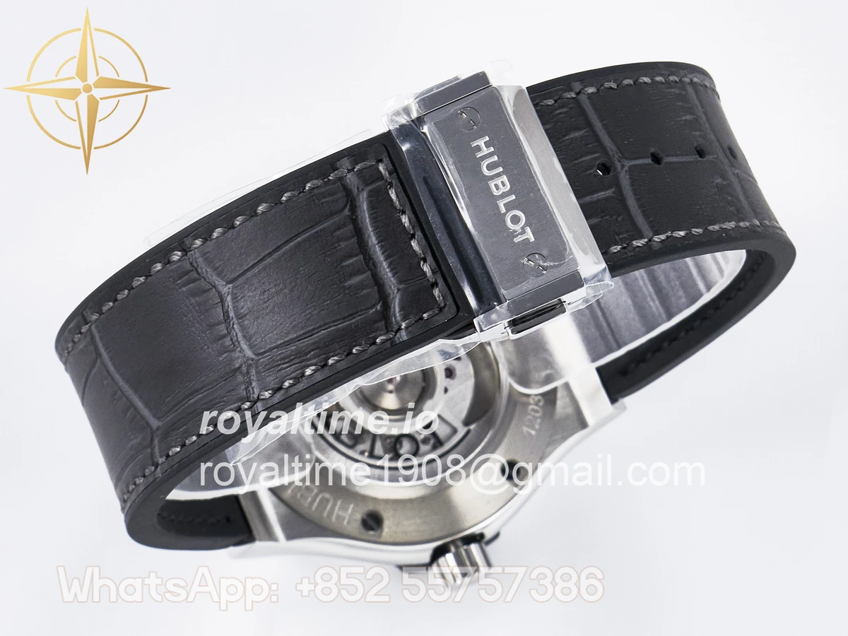 Hublot Classic Fusion 42mm SS JJF Gray Dial on Black Gummy Leather Strap - Image 15