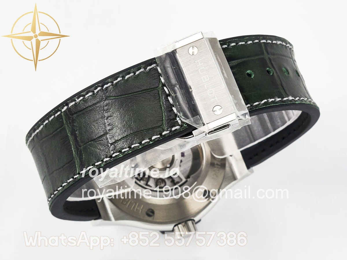 Hublot Classic Fusion 42mm SS JJF Green Dial on Green Gummy Leather Strap - Image 15