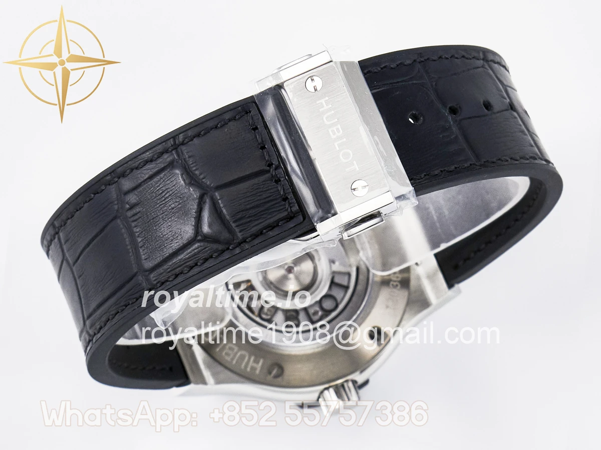 Hublot Classic Fusion 42mm SS JJF White Dial on Black Gummy Leather Strap - Image 15