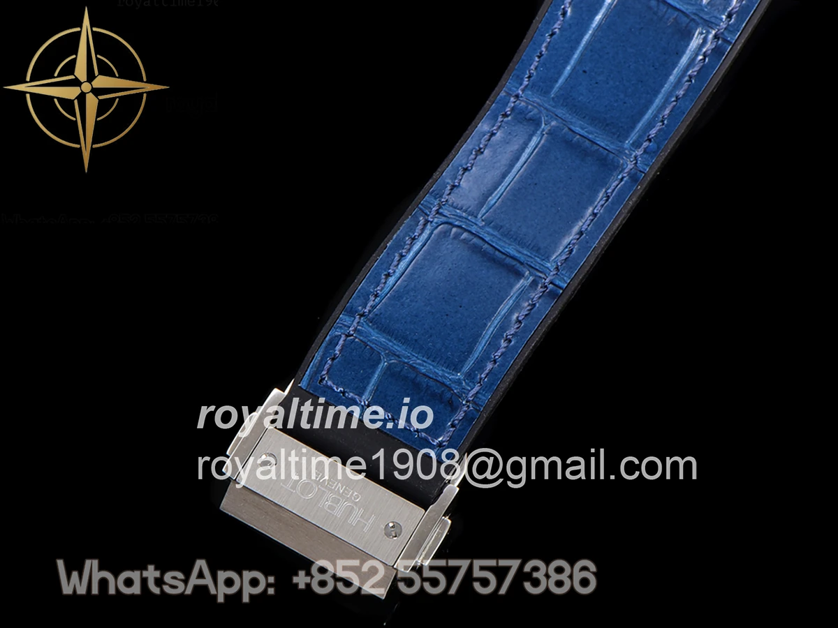 Hublot Classic Fusion Automatic 42mm Diamond Paved Dial in Steel on Blue Leather Strap - Image 15