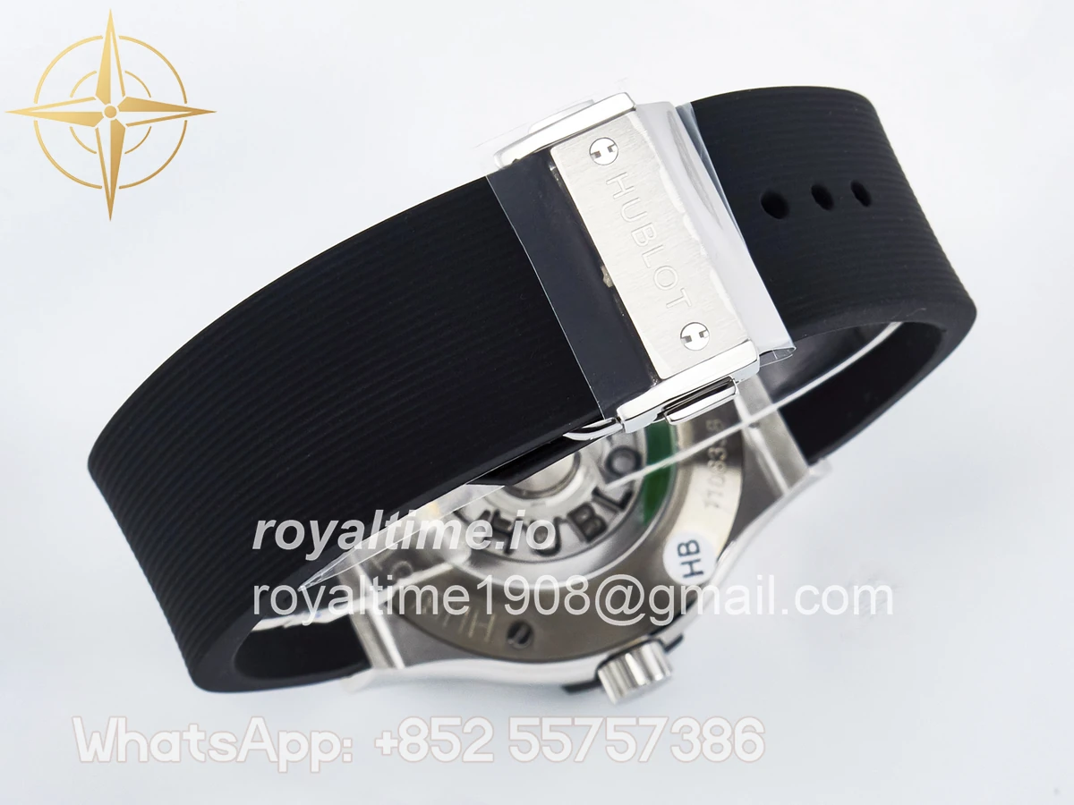 Hublot Classic Fusion Bang 42mm HBF Black Dial Diamonds Bezel on Black Rubber Strap A2892 - Image 15
