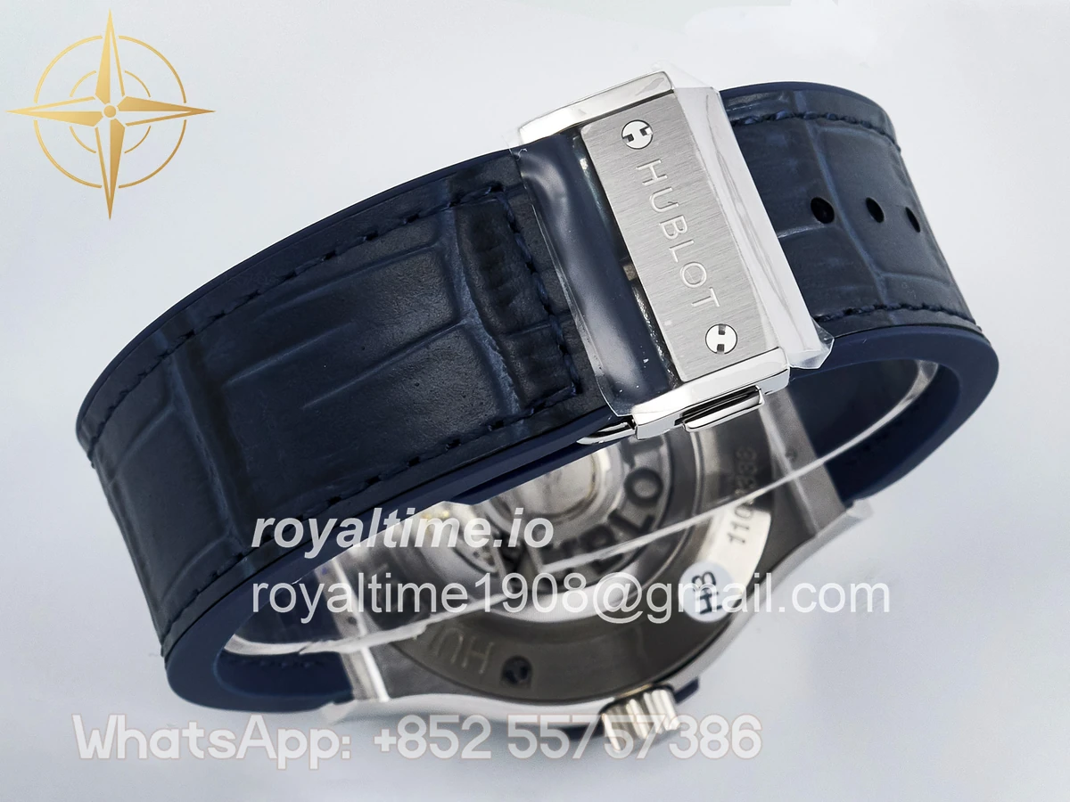 Hublot Classic Fusion Bang 42mm HBF Blue Dial on Blue Leather Strap A2892 - Image 15