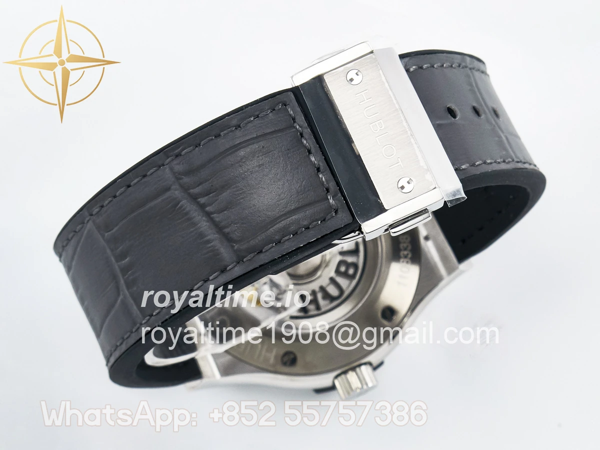 Hublot Classic Fusion Bang 42mm HBF Gray Dial Diamonds Bezel on Gray Leather Strap A2892 - Image 15